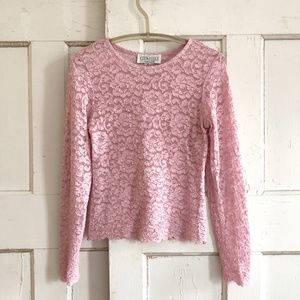 Vintage GEMILLI Barbie Pink Lace Top - Size: Medium